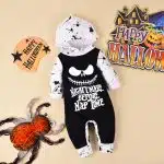 Halloween Romper — Hooded Kids Romper with Black 'Nightmare Before Nap Time' Print, Sizes 70–100 cm - Image 2