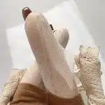 Rose Jacquard Fishnet Stockings — Lace-Top Fishnet Tights, Free Size (White/Cream)
