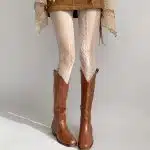 Rose Jacquard Fishnet Stockings — Lace-Top Fishnet Tights, Free Size (White/Cream) - Image 3