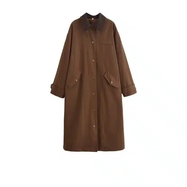 Corduroy Patchwork Trench Coat front view