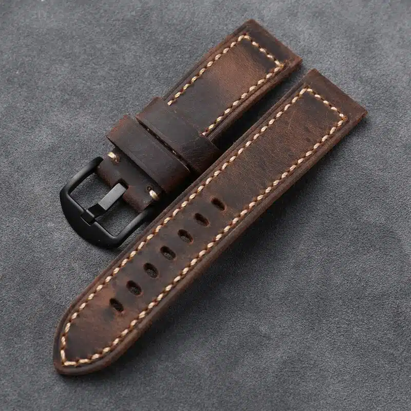 217873ee-5d49-4e9e-9561-267853f7c337.jpg Durable Italian Tanned Leather Watch Strap with Fade-Resistant Buckle - Image 1