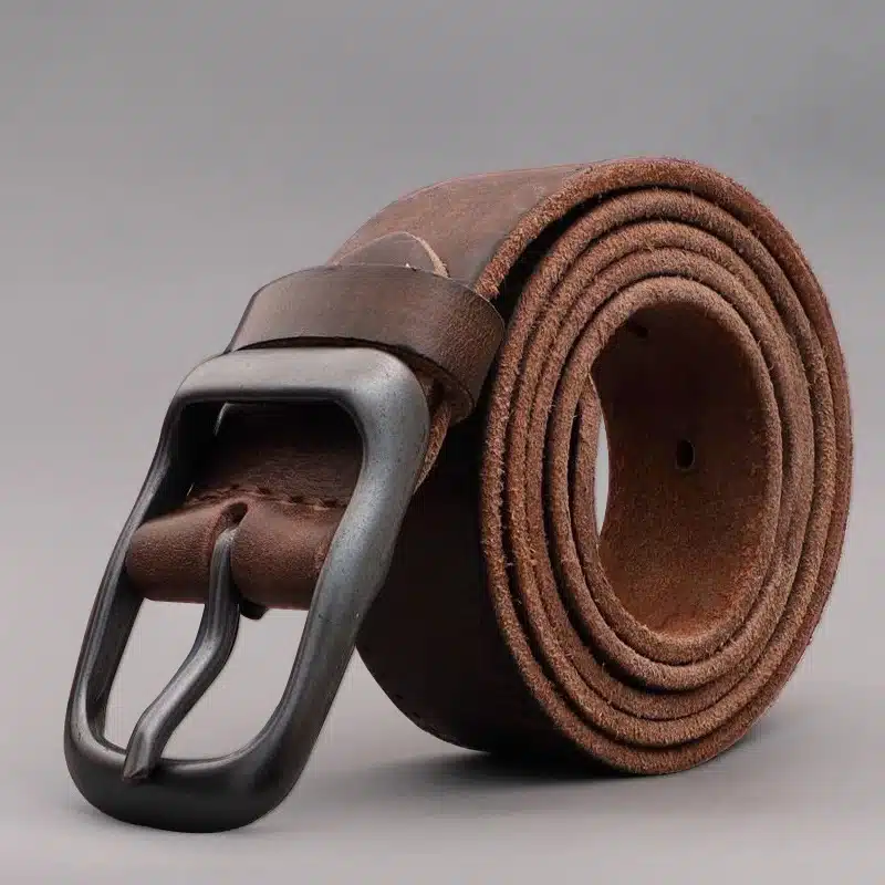 9d407d4e-0ac8-4710-ad1d-92962b85dc4f.jpg Vintage Washed Leather Belt with Antique Pin Buckle — Brown, Sizes 105–130cm - Image 1