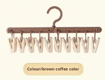 a98682cc-727a-4865-85c1-57682da51887.jpg Folding Sock Hanger with Clips — Coffee Color - Image 1