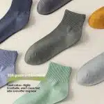 Men's Antibacterial Mid-Cut Socks — 100% Cotton, Sweat-Absorbent - Image 3