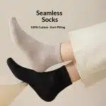 Men's Antibacterial Mid-Cut Socks — 100% Cotton, Sweat-Absorbent