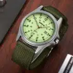 Men's Nylon Strap Quartz Watch — Black Plastic Case, Date Window (Green Strap) - Image 7