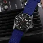 Men's Nylon Strap Quartz Watch — Black Plastic Case, Date Window (Green Strap) - Image 6